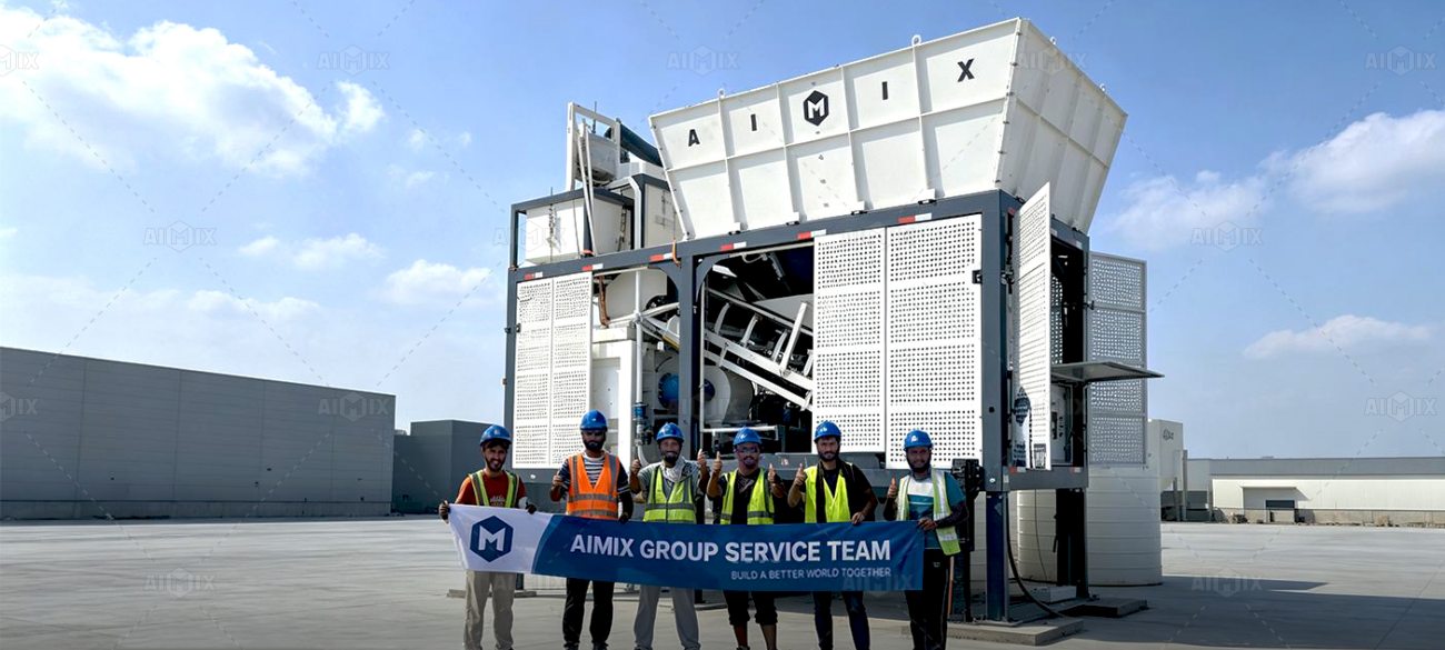 AJSY40 mobile compact batching plant for customers in Dubai UAE